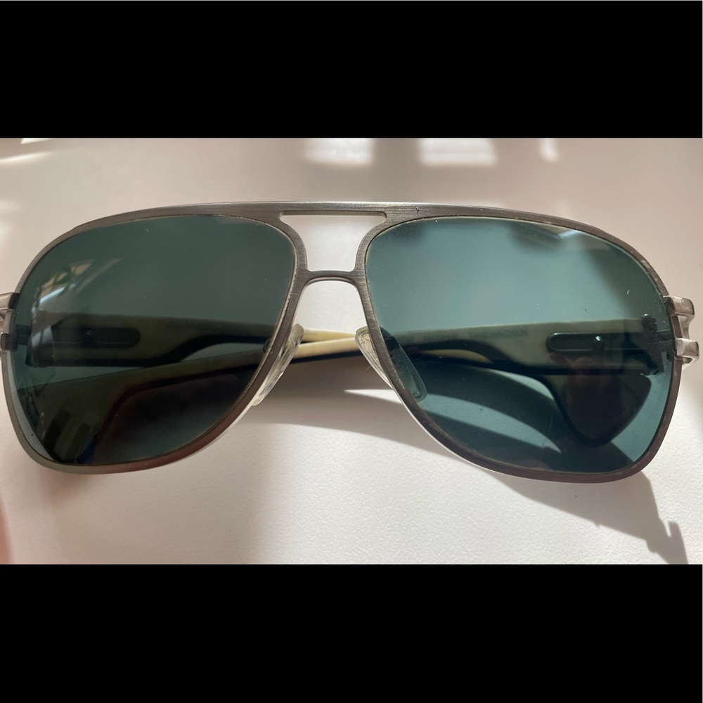 Chrome Hearts The Brown wood sunglasses with mother of pearl.